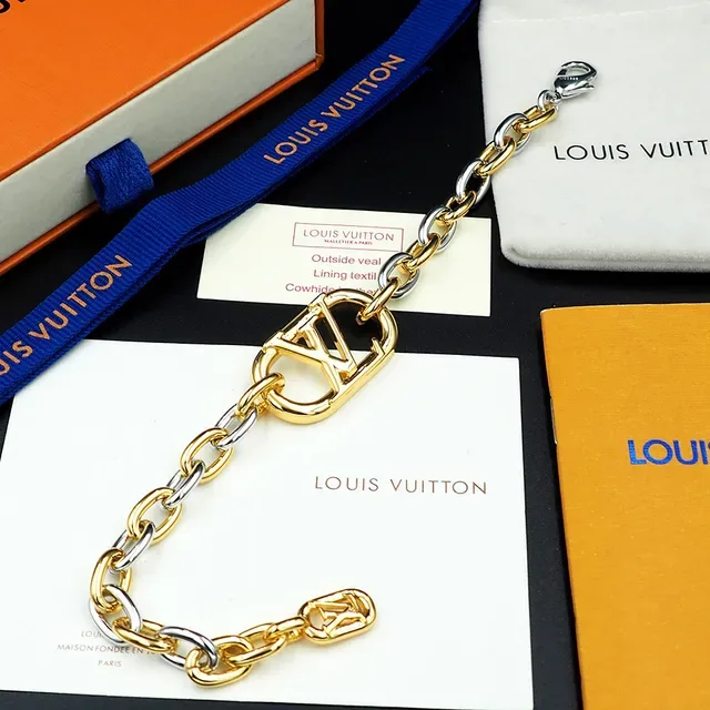 Louis Vuitton Chain Reaction Dual-Tone Gold and Silver Monogram Bracelet 6