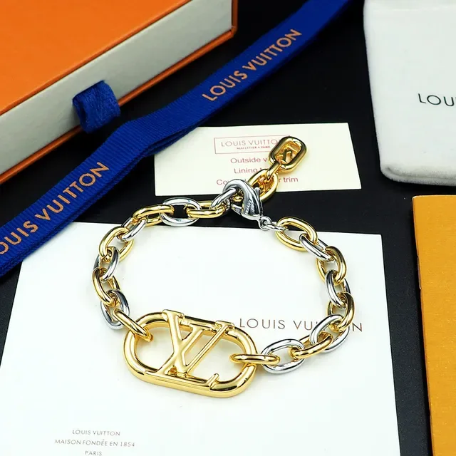 Louis Vuitton Chain Reaction Dual-Tone Gold and Silver Monogram Bracelet 7