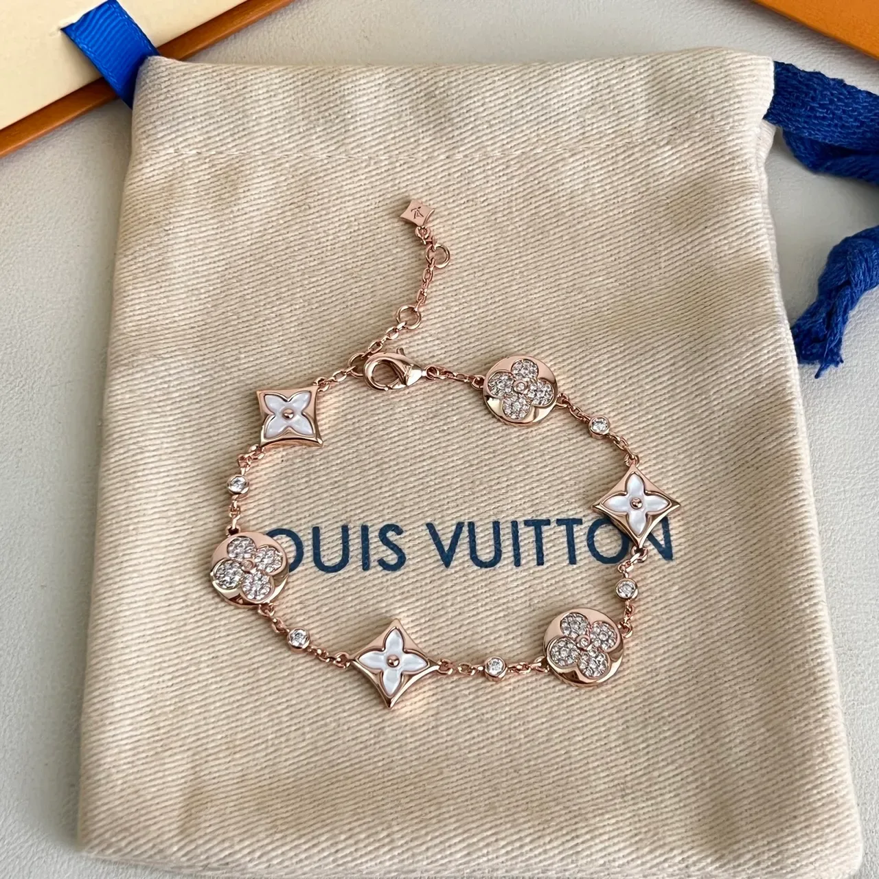 Louis Vuitton Color Blossom BB Star and Sun Multi-Motif Gold White Rose Bracelet 3