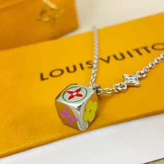 Louis Vuitton Cube Multicolor Enamel Flower Pendant Necklace