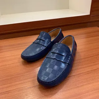 Louis Vuitton Damier Cobalt mocassim azul marinho mocassim