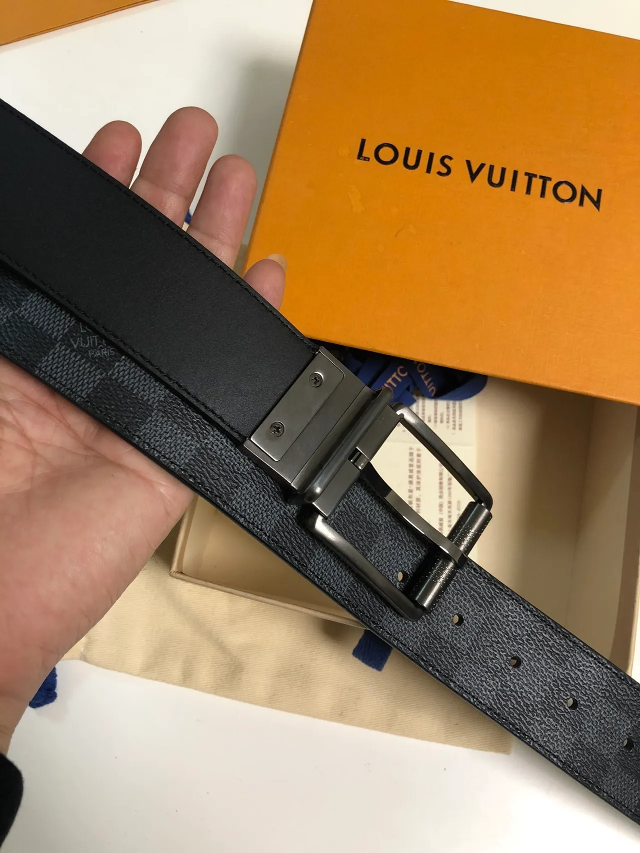 Ceinture Louis Vuitton Damier Graphite Noir Gris Monogram Canvas Réversible Gunmetal Cuir 3
