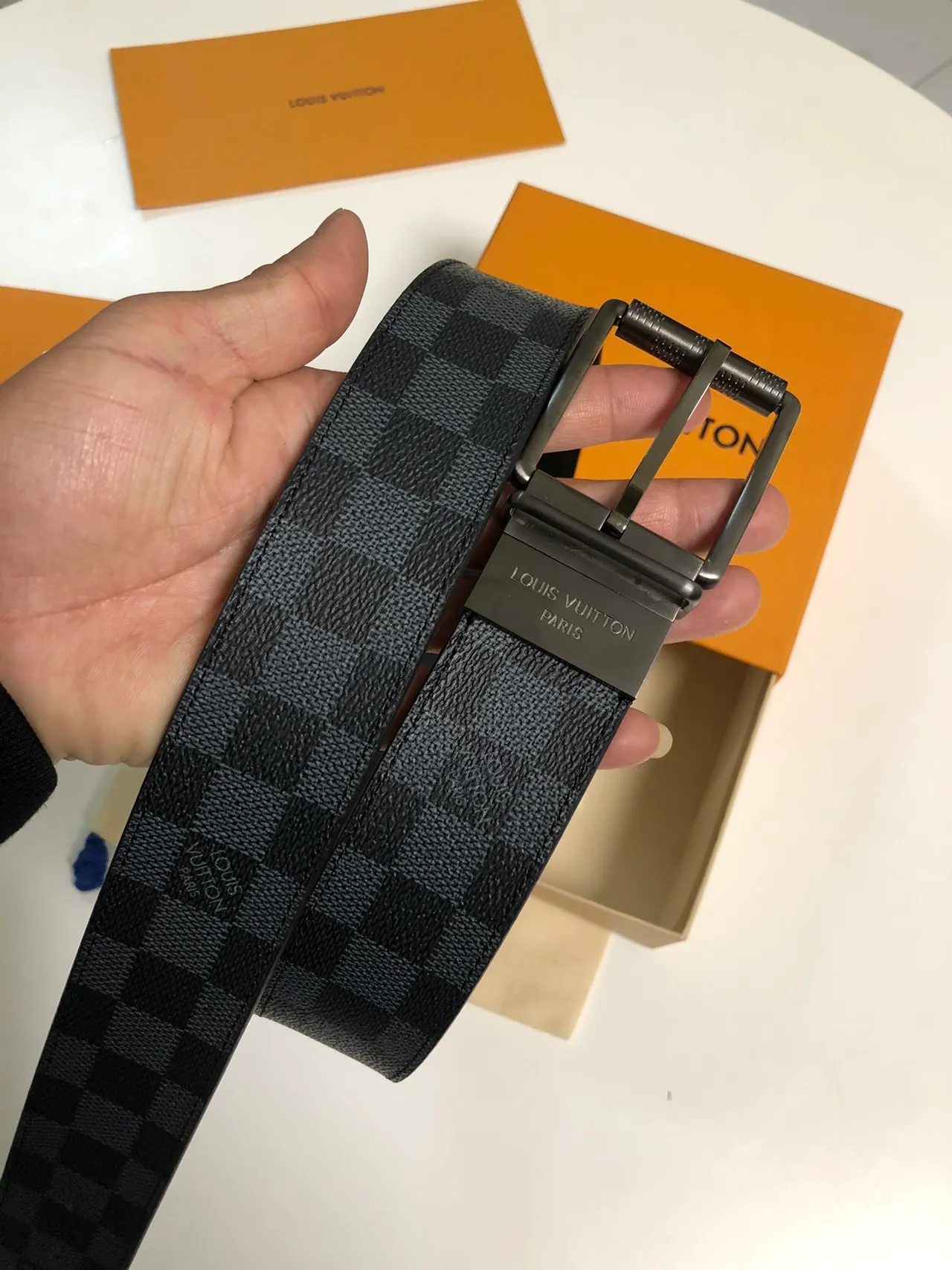 Ceinture Louis Vuitton Damier Graphite Noir Gris Monogram Canvas Réversible Gunmetal Cuir 4