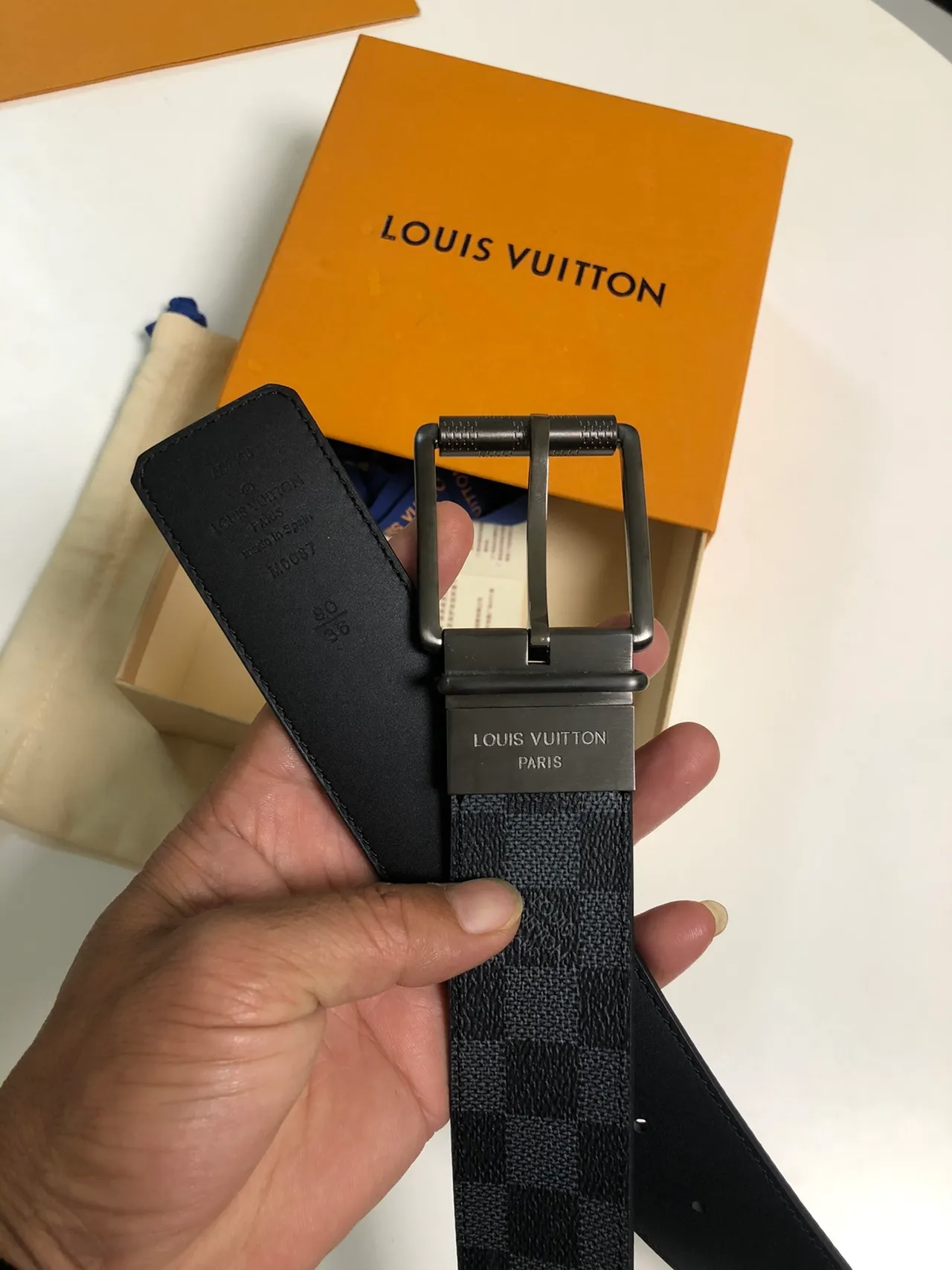 Ceinture Louis Vuitton Damier Graphite Noir Gris Monogram Canvas Réversible Gunmetal Cuir 6