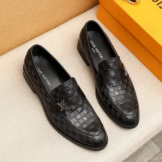 Louis Vuitton Damier 乐福鞋 黑色棋盘格皮革 抛光金属硬件 乐福鞋