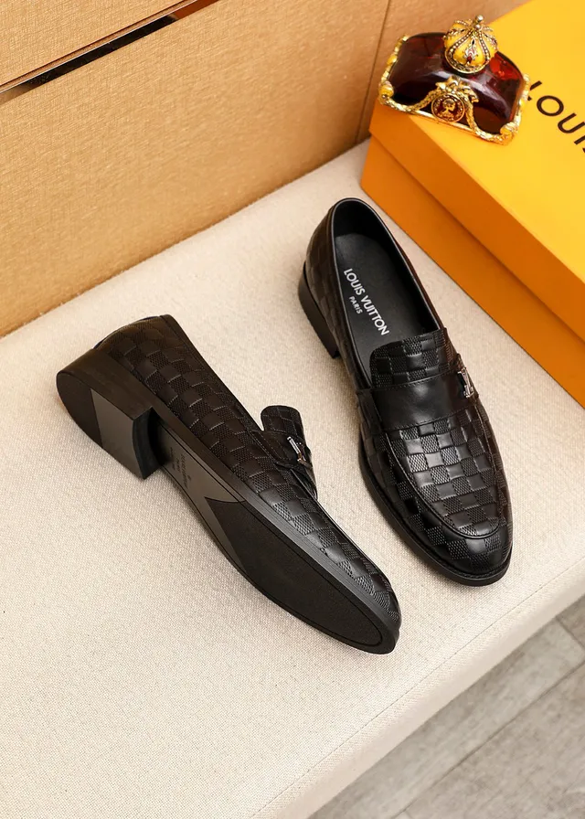 Louis Vuitton Damier Loafer Black Checkered Leather Polished Metal Hardware Loafer 2
