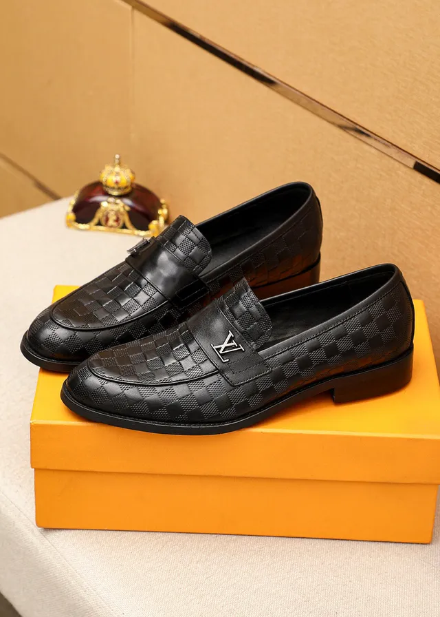 Louis Vuitton Damier Loafer Black Checkered Leather Polished Metal Hardware Loafer 3