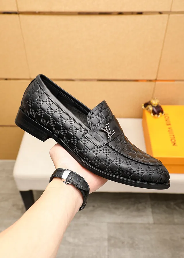 Louis Vuitton Damier Loafer Black Checkered Leather Polished Metal Hardware Loafer 4
