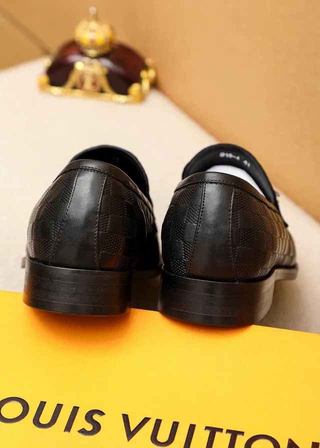 Louis Vuitton Damier Loafer Black Checkered Leather Polished Metal Hardware Loafer 8