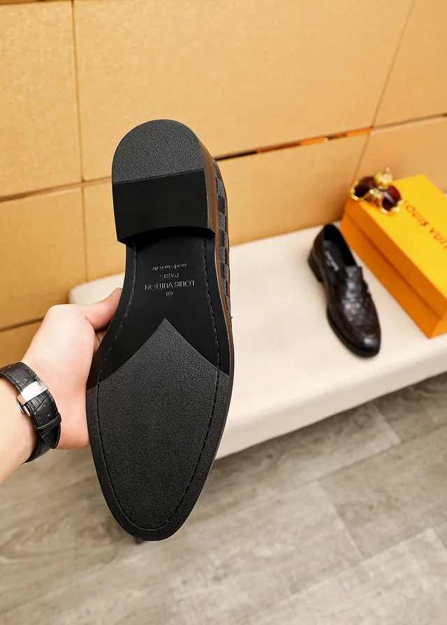 Louis Vuitton Damier Loafer Black Checkered Leather Polished Metal Hardware Loafer 9