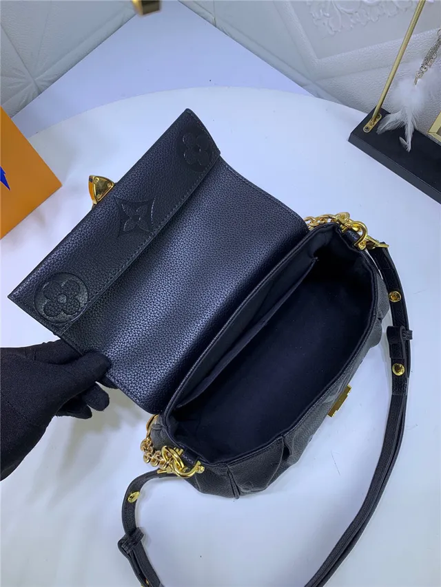 Louis Vuitton Dauphine Black Embossed Monogram Chain Bag 20