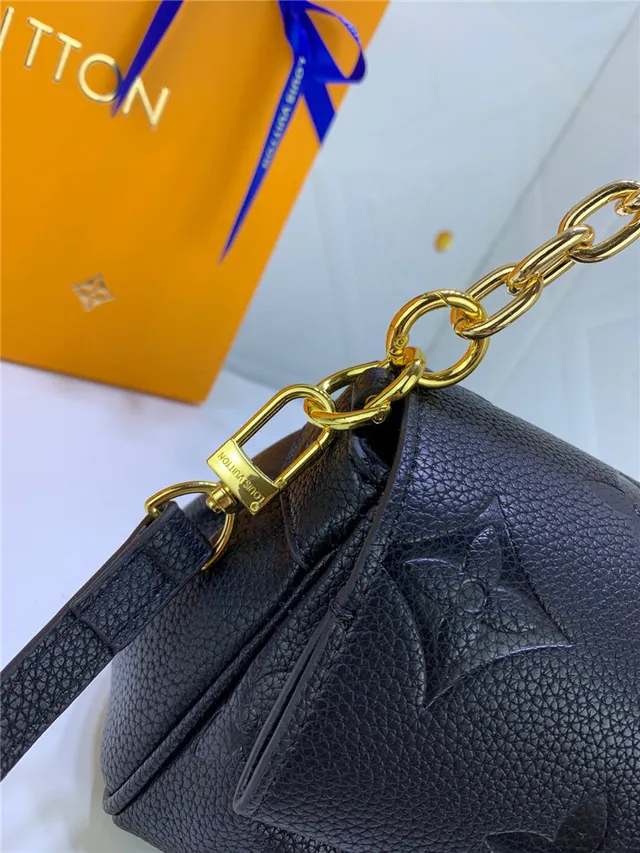 Louis Vuitton Dauphine Black Embossed Monogram Chain Bag 22