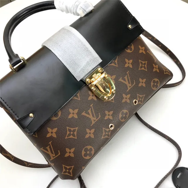 Louis Vuitton Dauphine Sac Tote Marron Toile Monogram et Cuir Noir 7