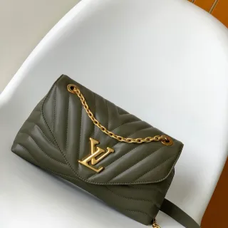 Louis Vuitton Dauphine Olive Green Chevron-Quilted Chain Bag