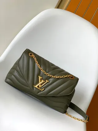 Louis Vuitton Dauphine Olive Green Chevron-Quilted Chain Bag 2