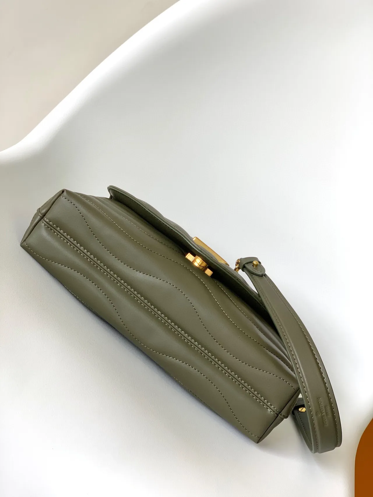 Louis Vuitton Dauphine Olive Green Chevron-Quilted Chain Bag 4