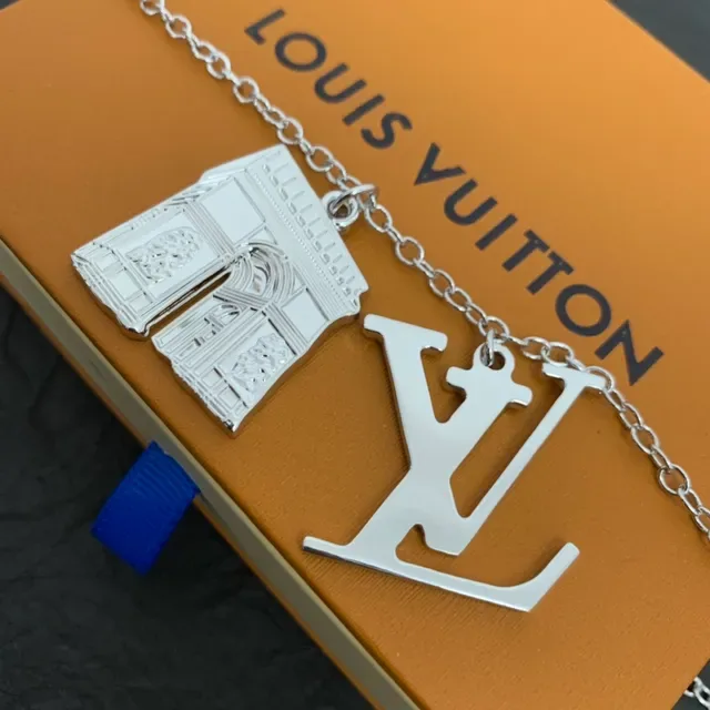 Louis Vuitton Dual Pendant Silver Chain Necklace 2