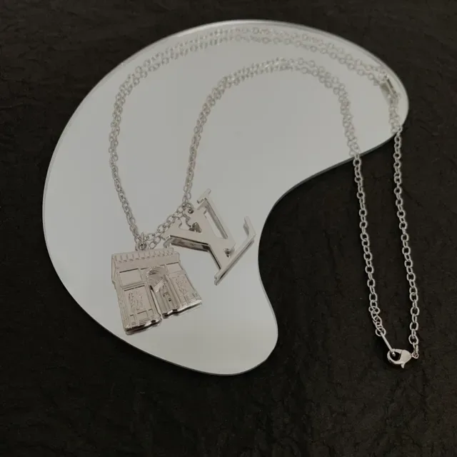 Louis Vuitton Dual Pendant Silver Chain Necklace 3