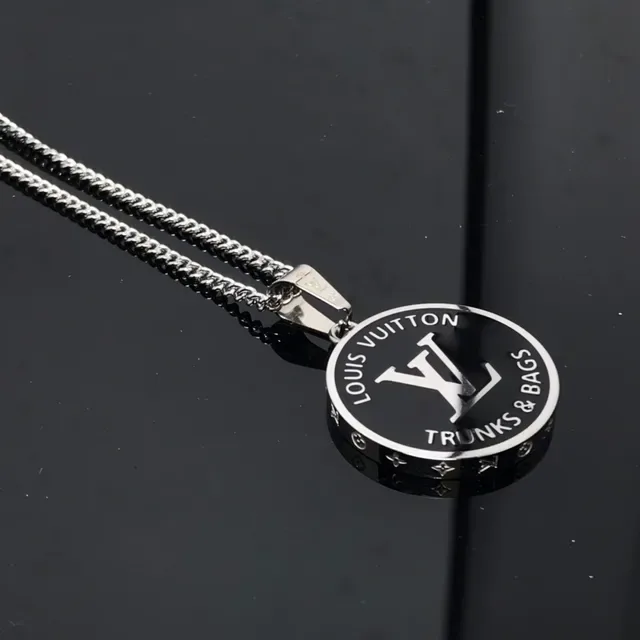 Louis Vuitton Engraved Monogram Black Enamel Pendant Necklace 4