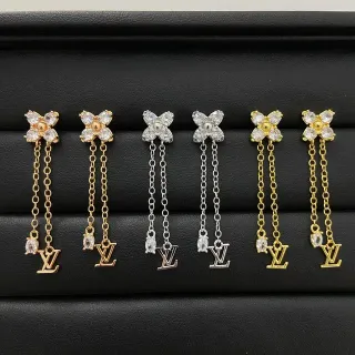 Louis Vuitton Floral Crystal Chain Drop Earrings