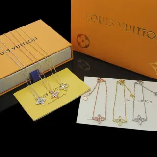 Louis Vuitton Floral Pavé Crystal Pendant Necklaces