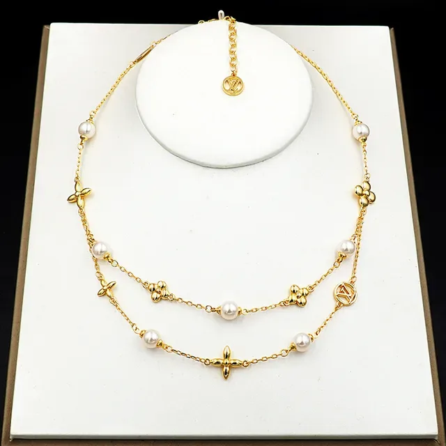 Louis Vuitton Flower Collection Pearl and Gold-Tone Floral Motif Necklace 11