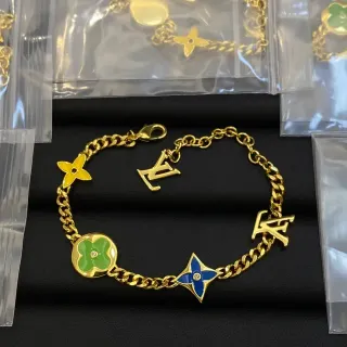 Louis Vuitton Flower & Monogram Enamel Charm Bracelet