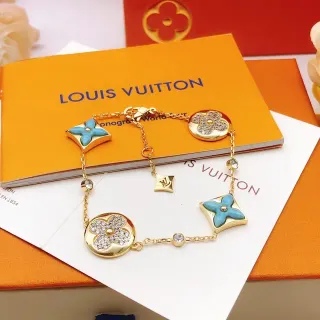 سوارة Louis Vuitton زهري ذهبي اللون فيروزي مينا كريستال