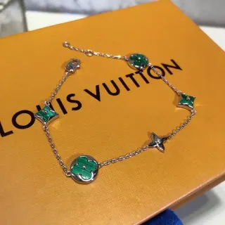 Louis Vuitton Flower & Star Green Malachite Charm Bracelet