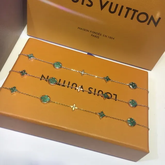 Louis Vuitton Flower & Star Green Malachite Charm Bracelet 2