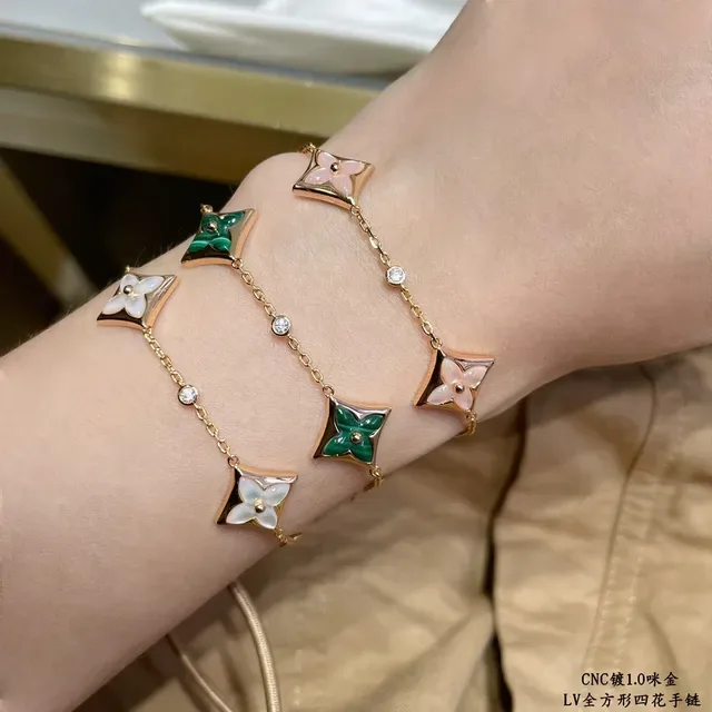 Louis Vuitton Four-Flower Quatrefoil Enamel and Mother-of-Pearl Bracelet 9