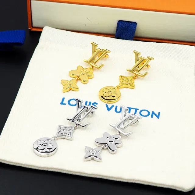 Louis Vuitton Gold Metal Asymmetrical Dangle Earrings 3