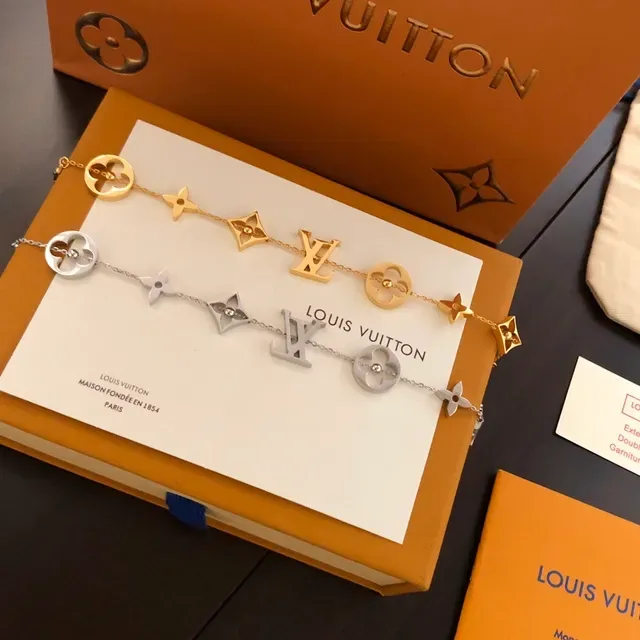 Louis Vuitton Gold Silver Chain-Link Charm Bracelet 3