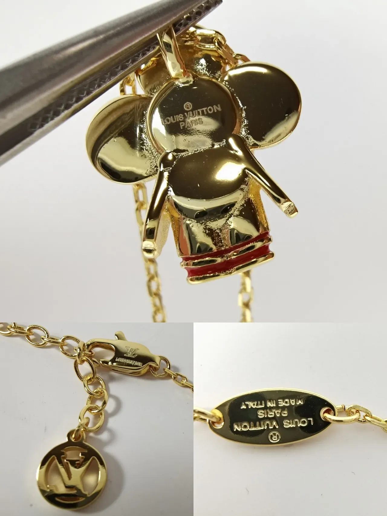 Louis Vuitton Gold-Tone Crystal Flower Pendant Necklace 2