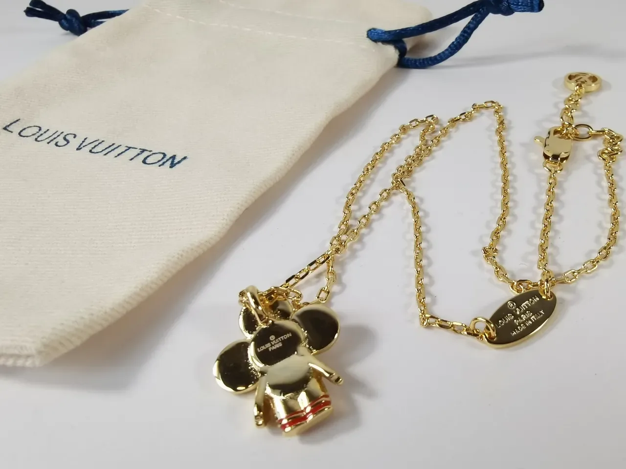Louis Vuitton Gold-Tone Crystal Flower Pendant Necklace 3