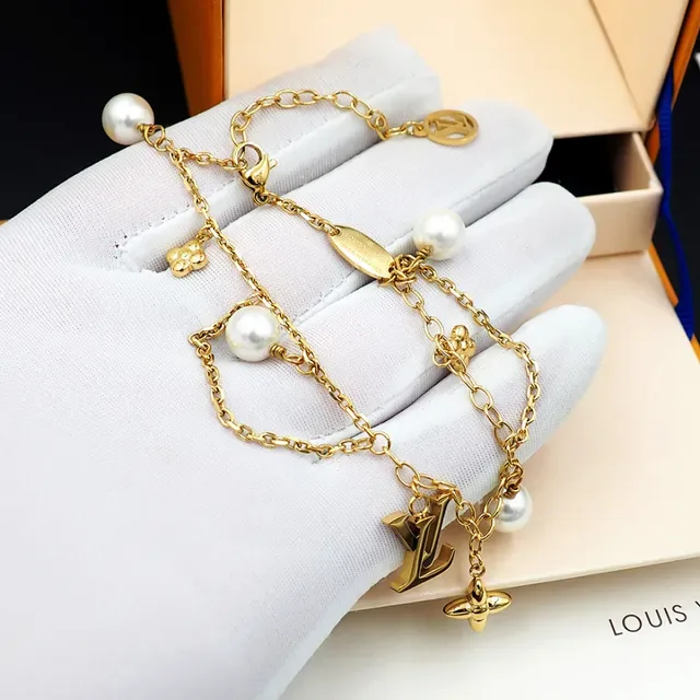 Louis Vuitton Gold-Tone Pearl and Charms Chain Bracelet 3
