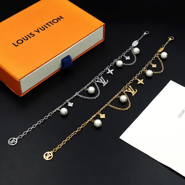 Louis Vuitton Gold-Tone Pearl and Charms Chain Bracelet 5