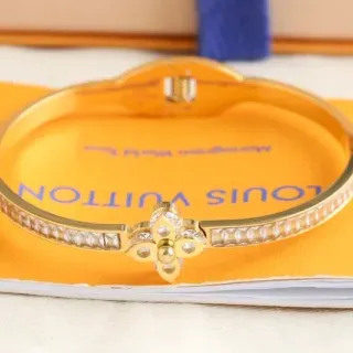 Louis Vuitton Gold Transparent Crystal-Pavé Bracelet