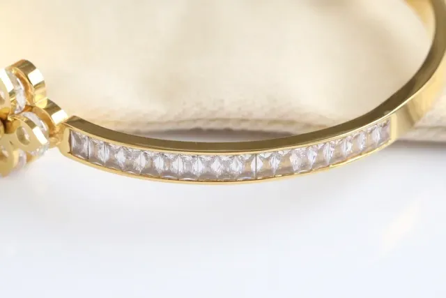 Louis Vuitton Gold Transparent Crystal-Pavé Bracelet 2