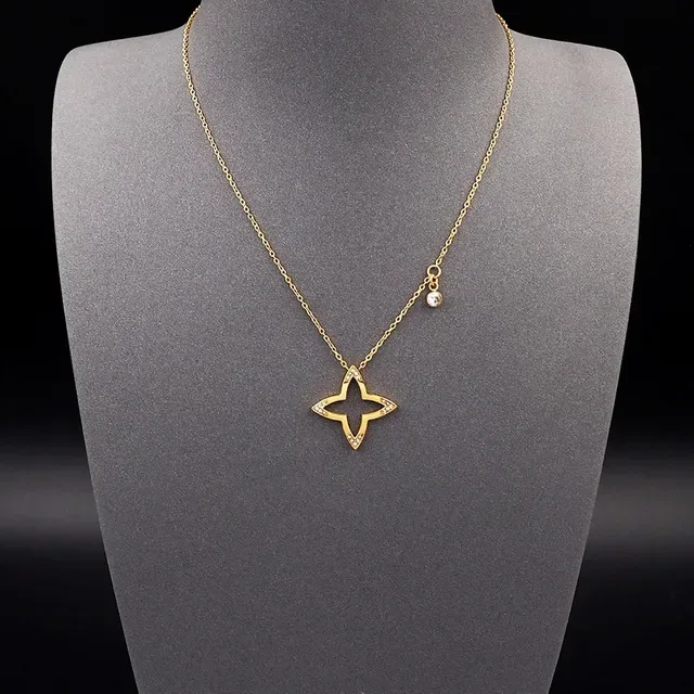 Louis Vuitton Gold Transparent Open Star Pendant Pavé Crystal Accents Necklace 8