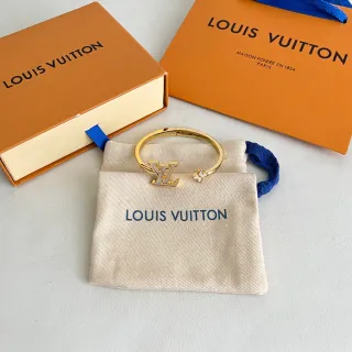 Louis Vuitton গোল্ড হোয়াইট ওপেন ব্যাঙ্গেল ব্রেসলেট
