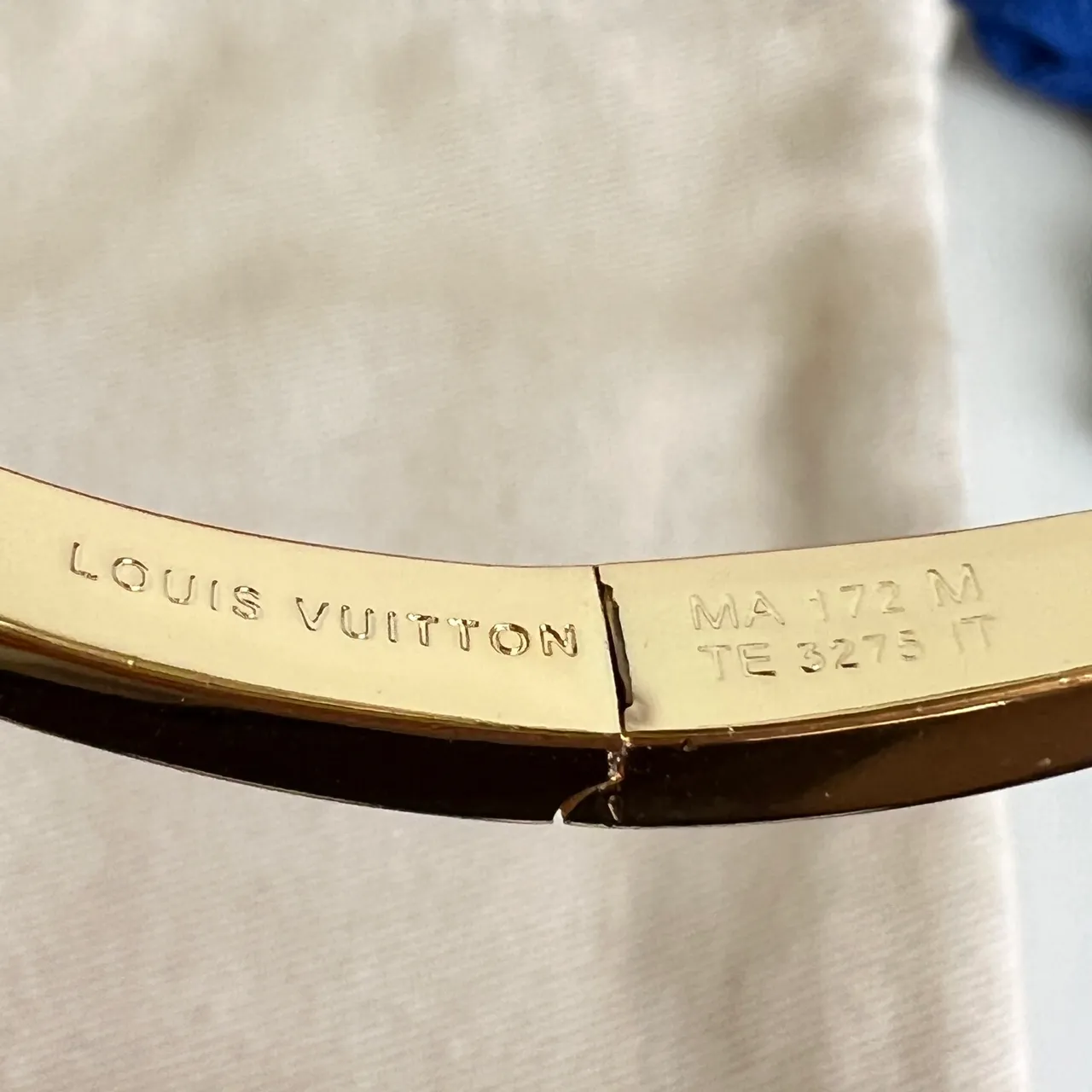 Louis Vuitton Gold White Open Bangle Bracelet 2