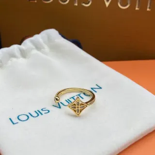 Louis Vuitton Gold White Open-Shank Quatrefoil Monogram Motif Ring