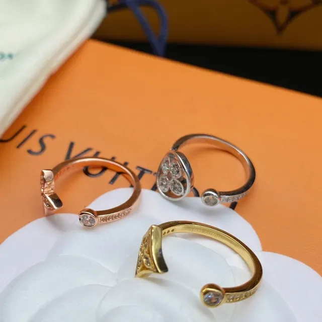 Louis Vuitton Gold White Open-Shank Quatrefoil Monogram Motif Ring 9