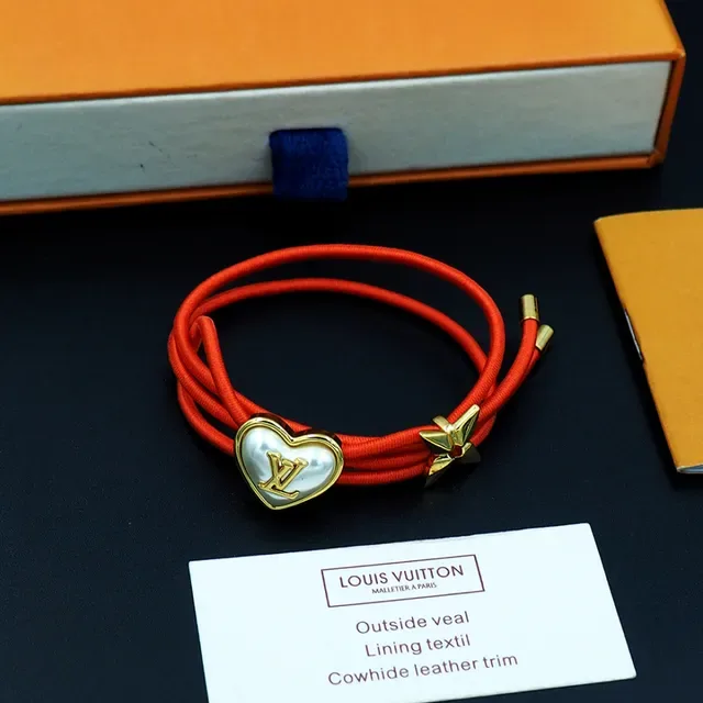 Louis Vuitton Heart and Butterfly Charm Red Cord Bracelet 3