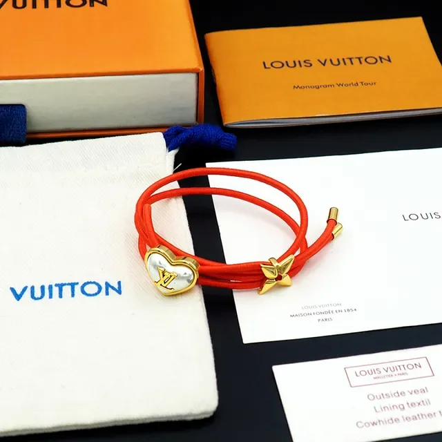 Louis Vuitton Heart and Butterfly Charm Red Cord Bracelet 4