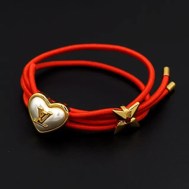 Louis Vuitton Heart and Butterfly Charm Red Cord Bracelet 5
