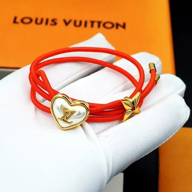 Louis Vuitton Heart and Butterfly Charm Red Cord Bracelet 7