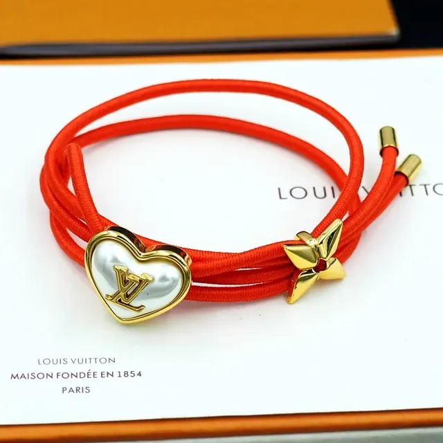 Louis Vuitton Heart and Butterfly Charm Red Cord Bracelet 9