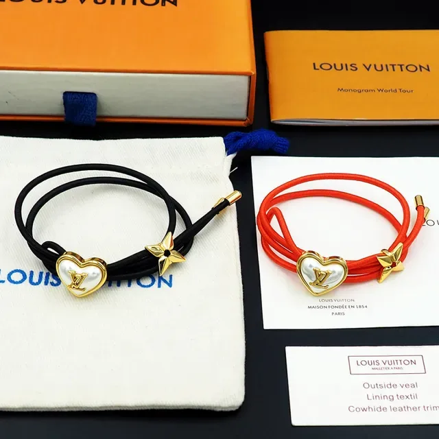 Louis Vuitton Heart and Butterfly Charm Red Cord Bracelet 10